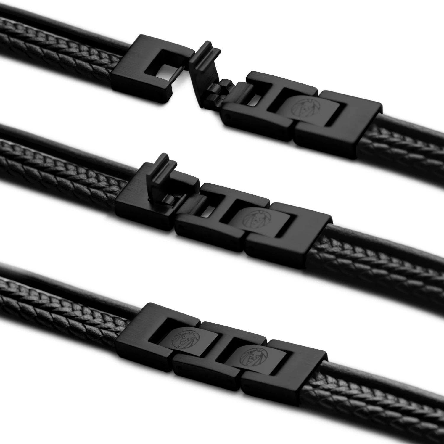 Roy | Black & Green Leather & Stainless Steel Wrap Bracelet - Image 5