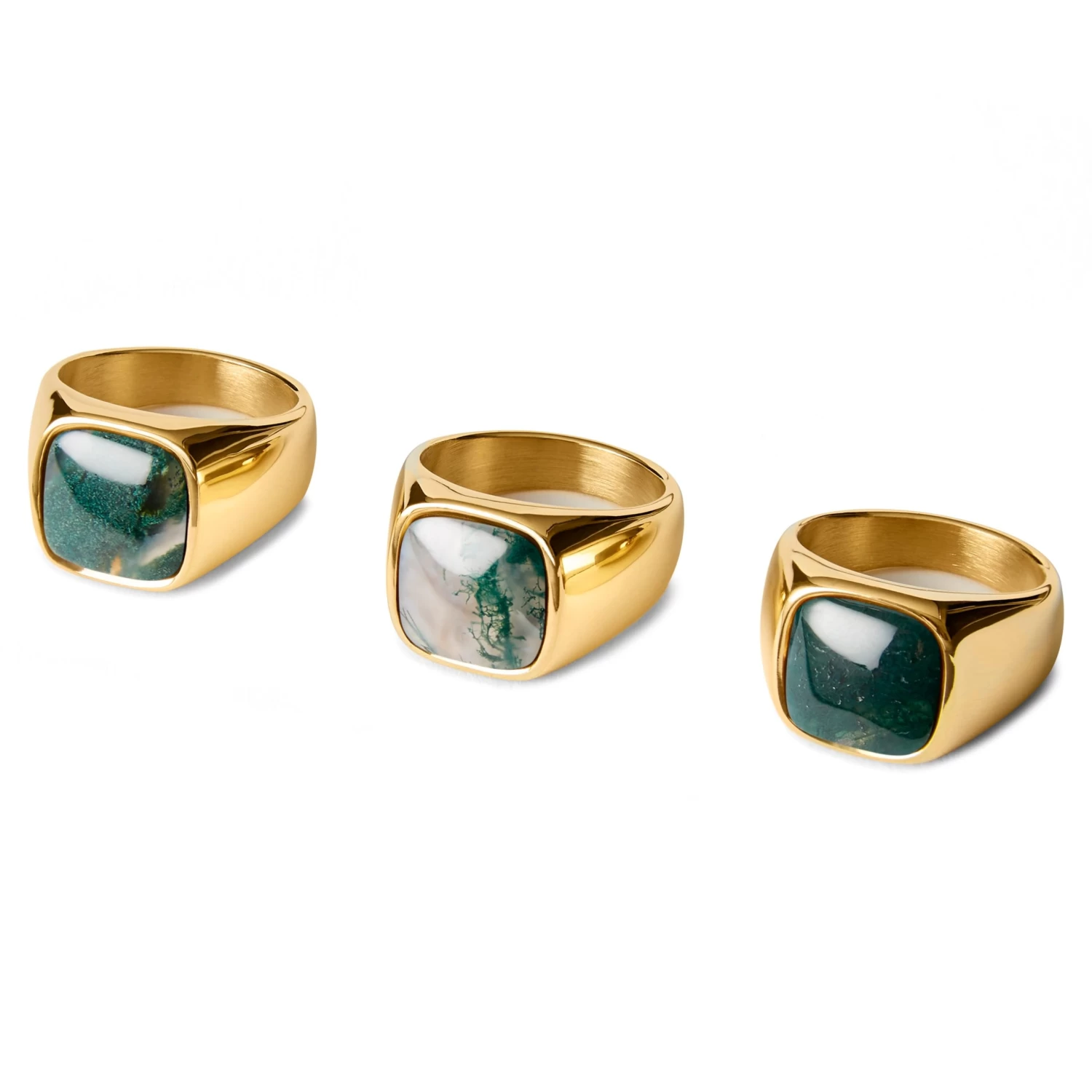 Gravel | Gold-Tone With Aquatic Agate Signet Ring - Image 2