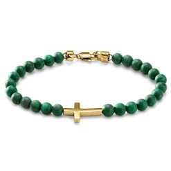 Unity | 6 Mm Malachite Cross Bracelet