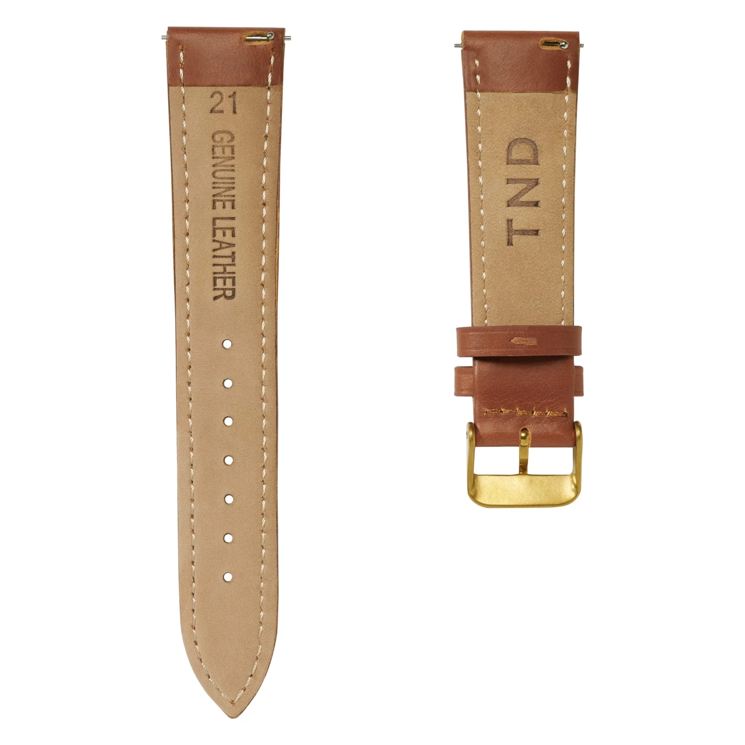 18mm Tan Leather Watch Strap With Gold-Tone Buckle – Quick Release - Image 3