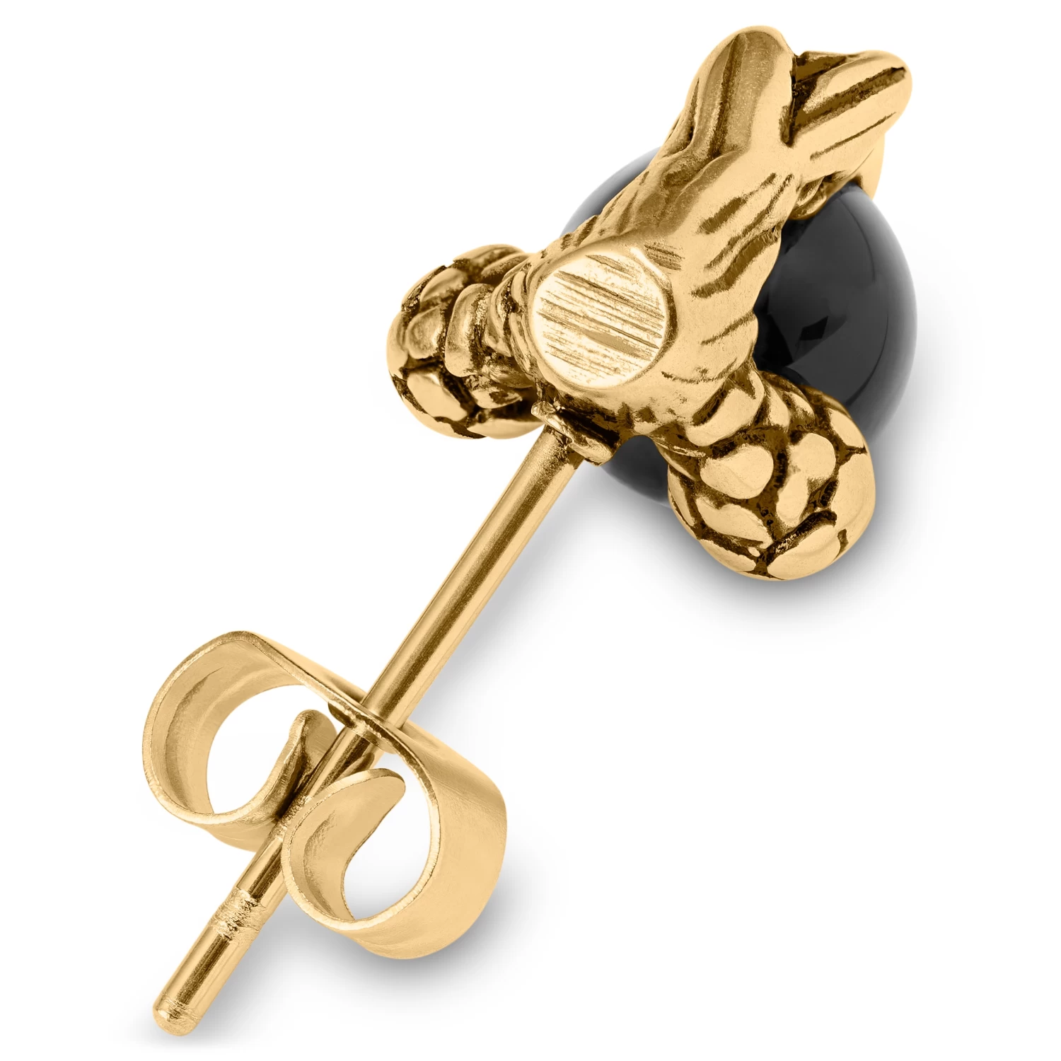 Gold-Tone & Black Onyx Claw Stud Earring - Image 3