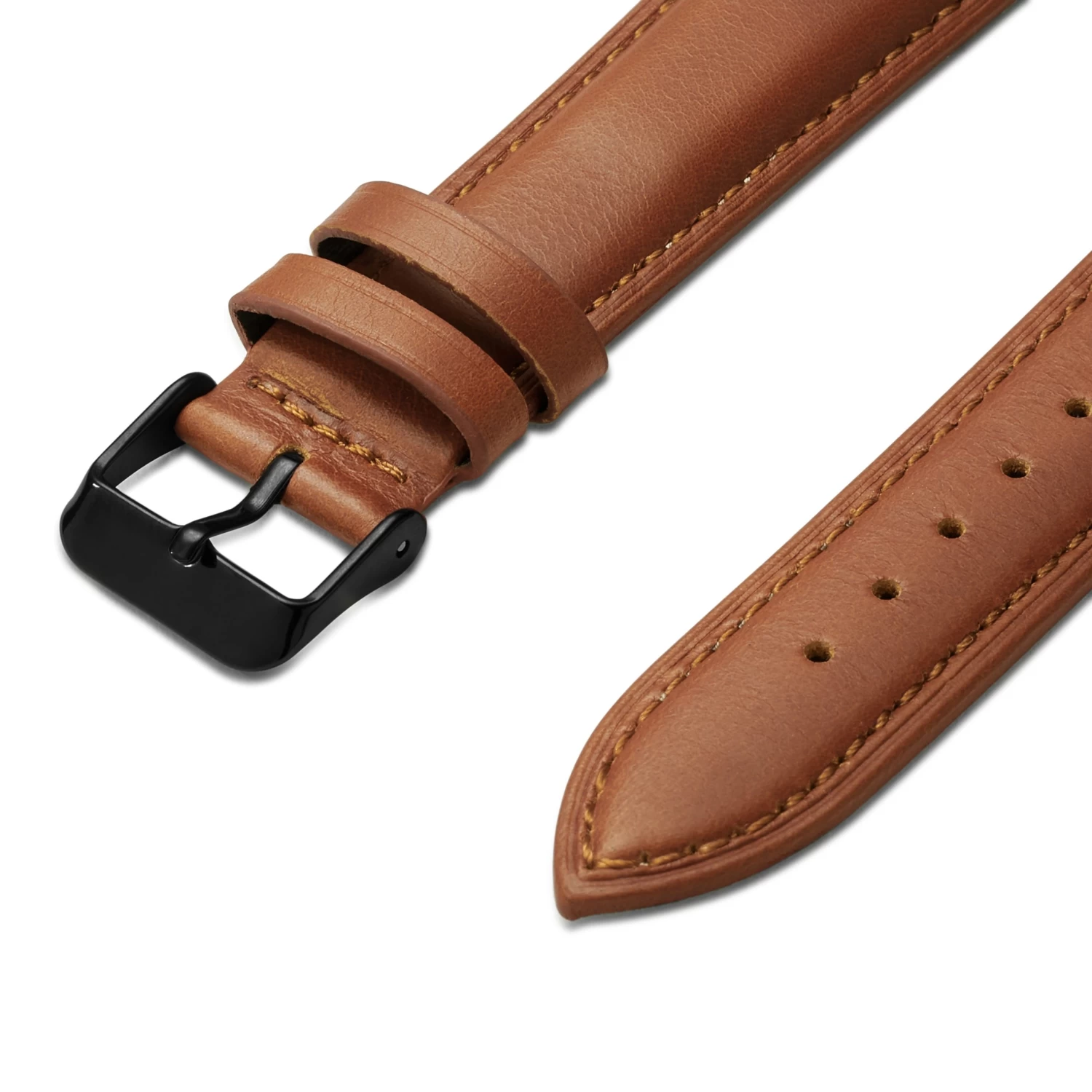 18mm Tan Leather Watch Strap With Black Buckle – Quick Release - Image 2