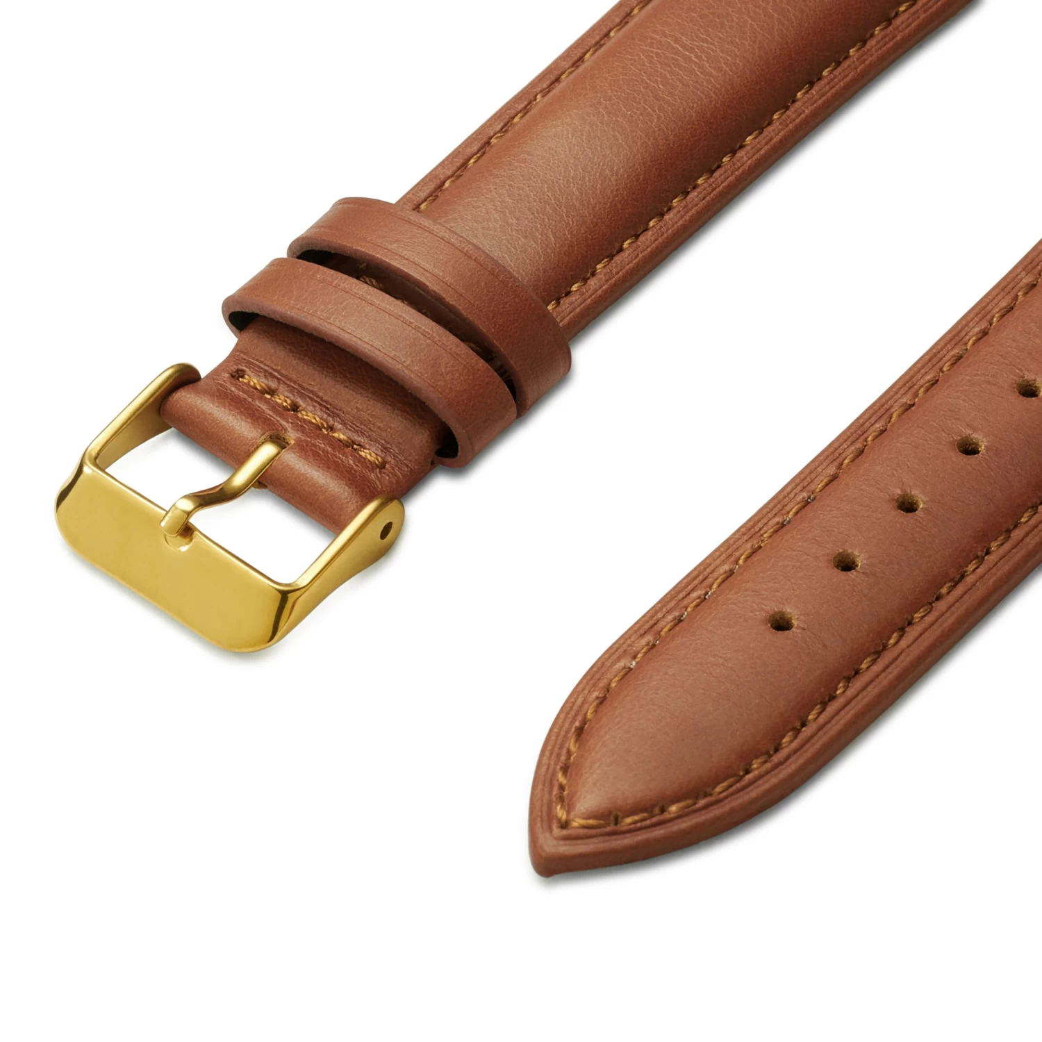 18mm Tan Leather Watch Strap With Gold-Tone Buckle – Quick Release - Image 2