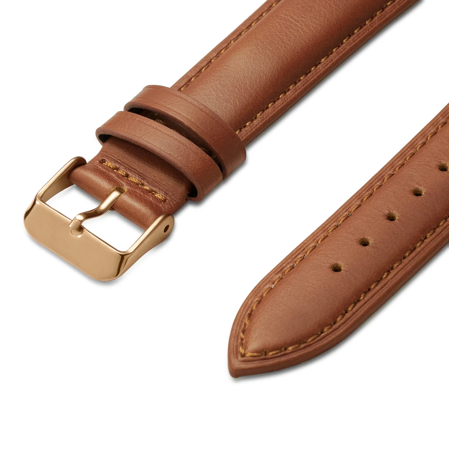 18mm Tan Leather Watch Strap With Rose Gold-Tone Buckle – Quick Release - Image 2