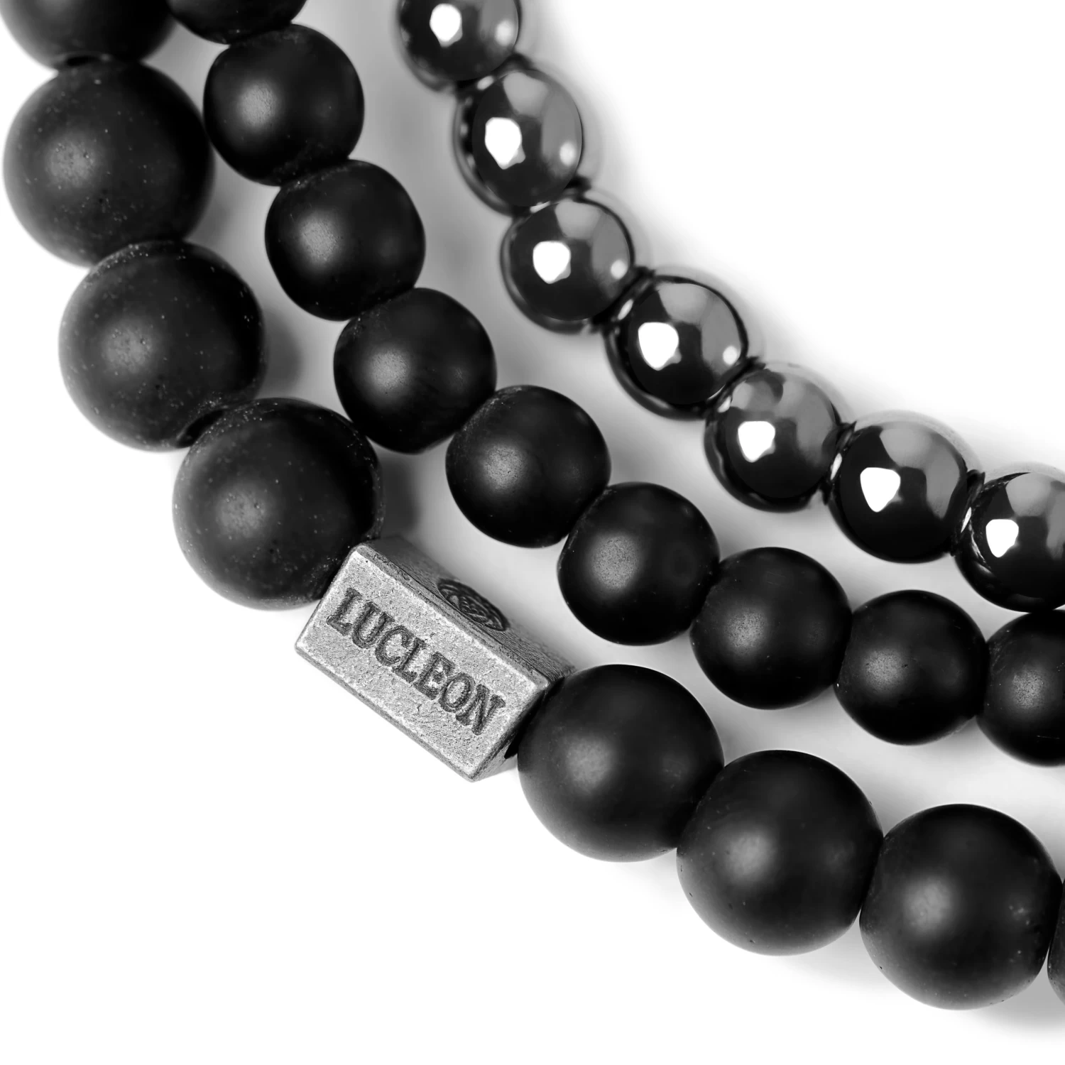 Matte Onyx And Hematite Bead Bracelet Set - Image 2