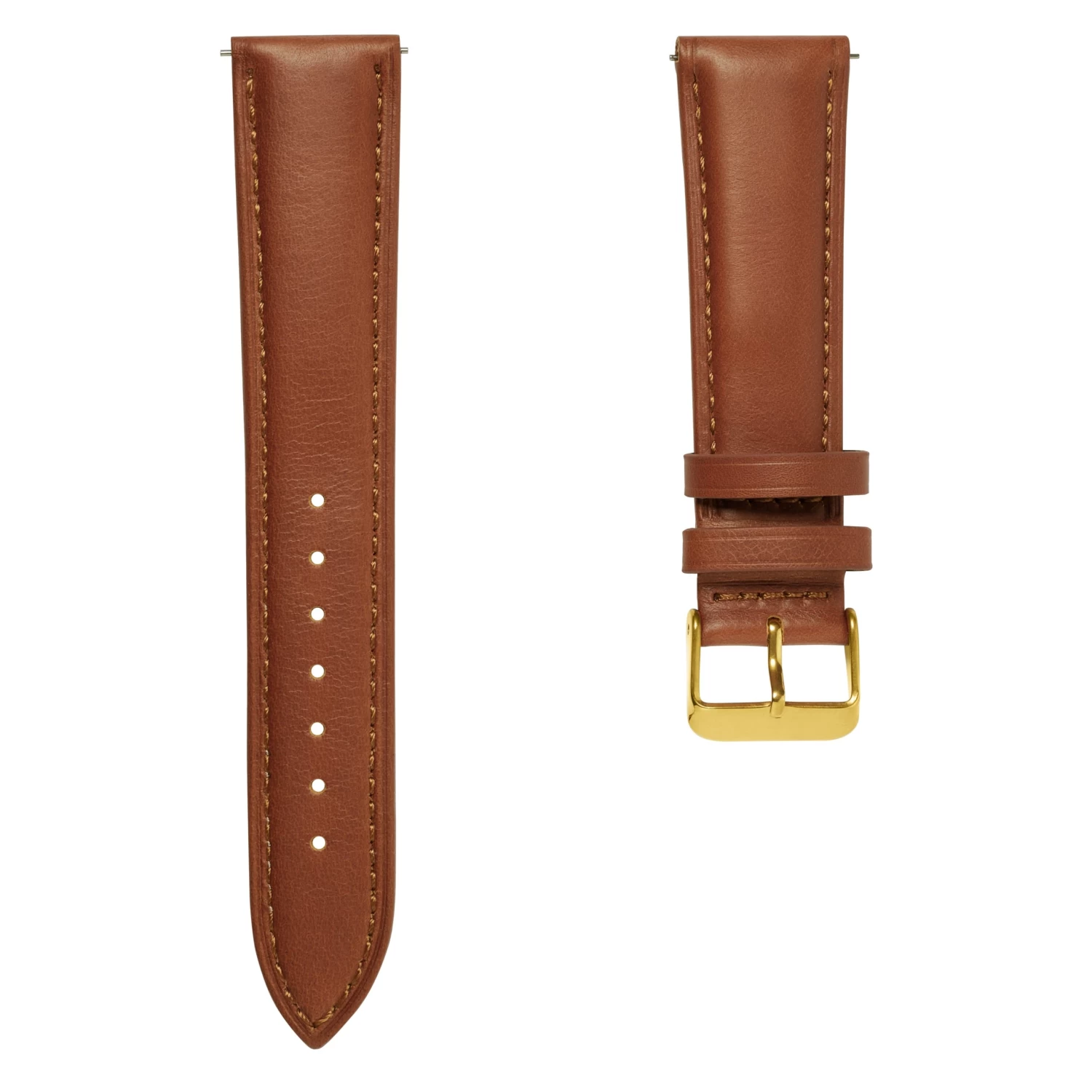 18mm Tan Leather Watch Strap With Gold-Tone Buckle – Quick Release