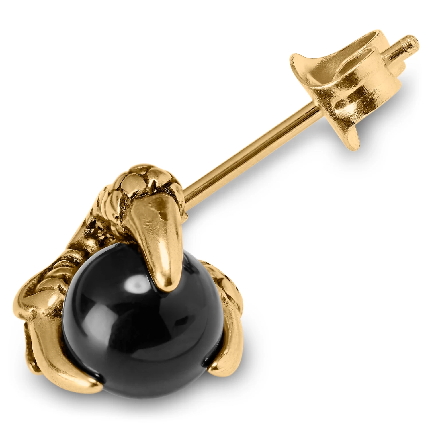 Gold-Tone & Black Onyx Claw Stud Earring - Image 4