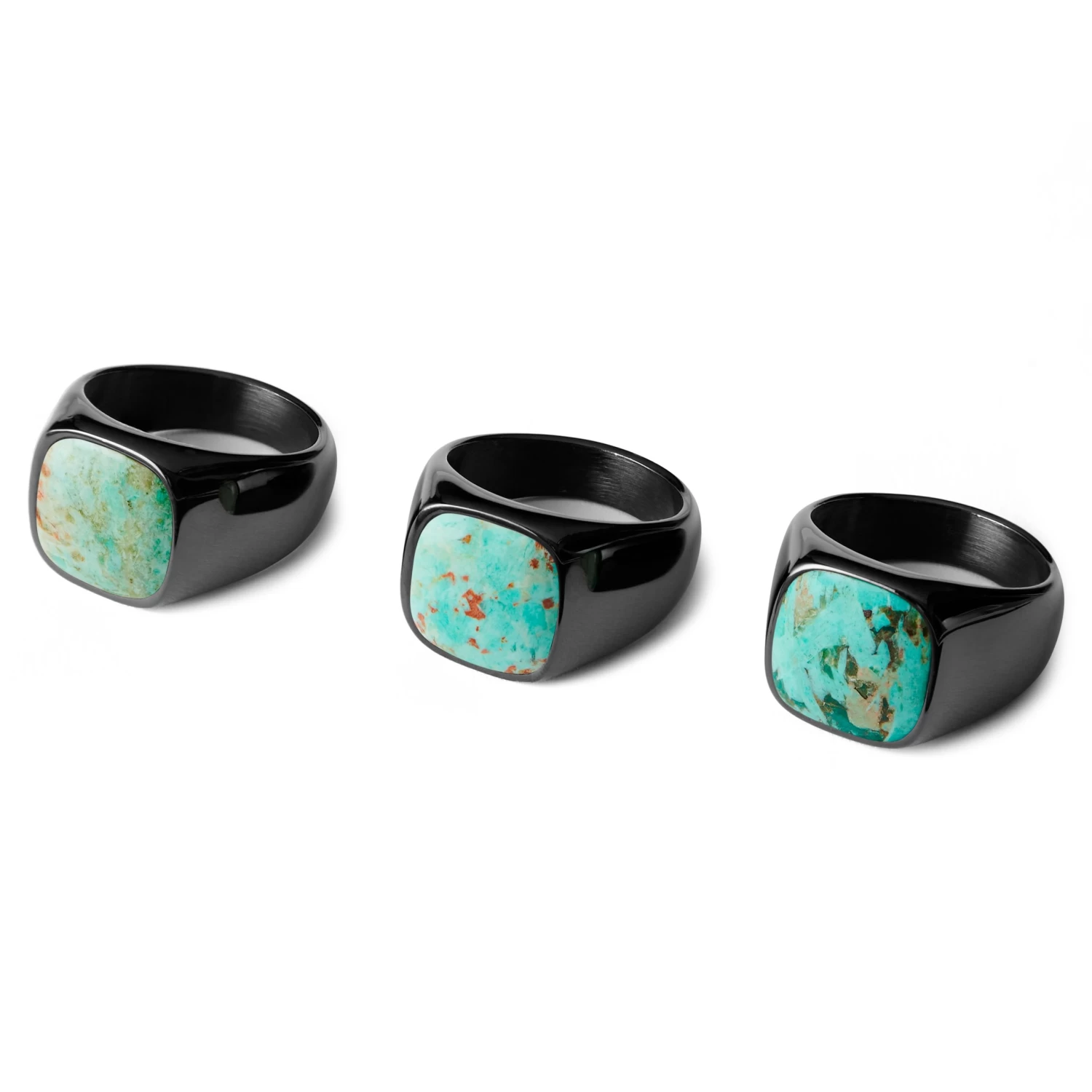Gravel | Gunmetal Stainless Steel & Chrysocolla Signet Ring - Image 2
