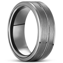   Terra | 8 Mm Grooved Silver-Tone Tungsten Carbide Ring