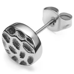 Orphic | 1/3" (8 Mm) Hammered Silver-Tone Stainless Steel Stud Earring