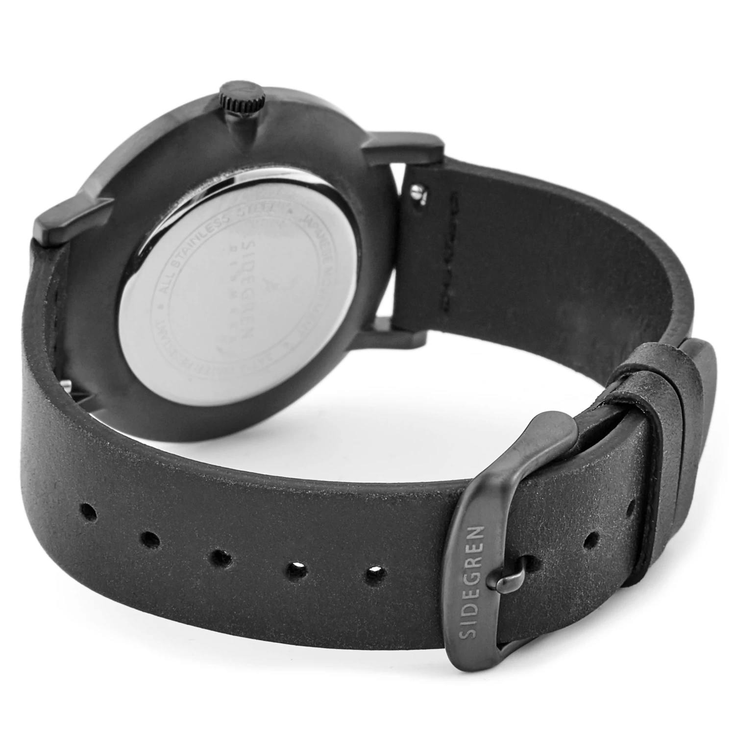 Kevil | Dark Grey Slim Dress Watch With Dark Grey Dial & Black Leather Strap - Image 3