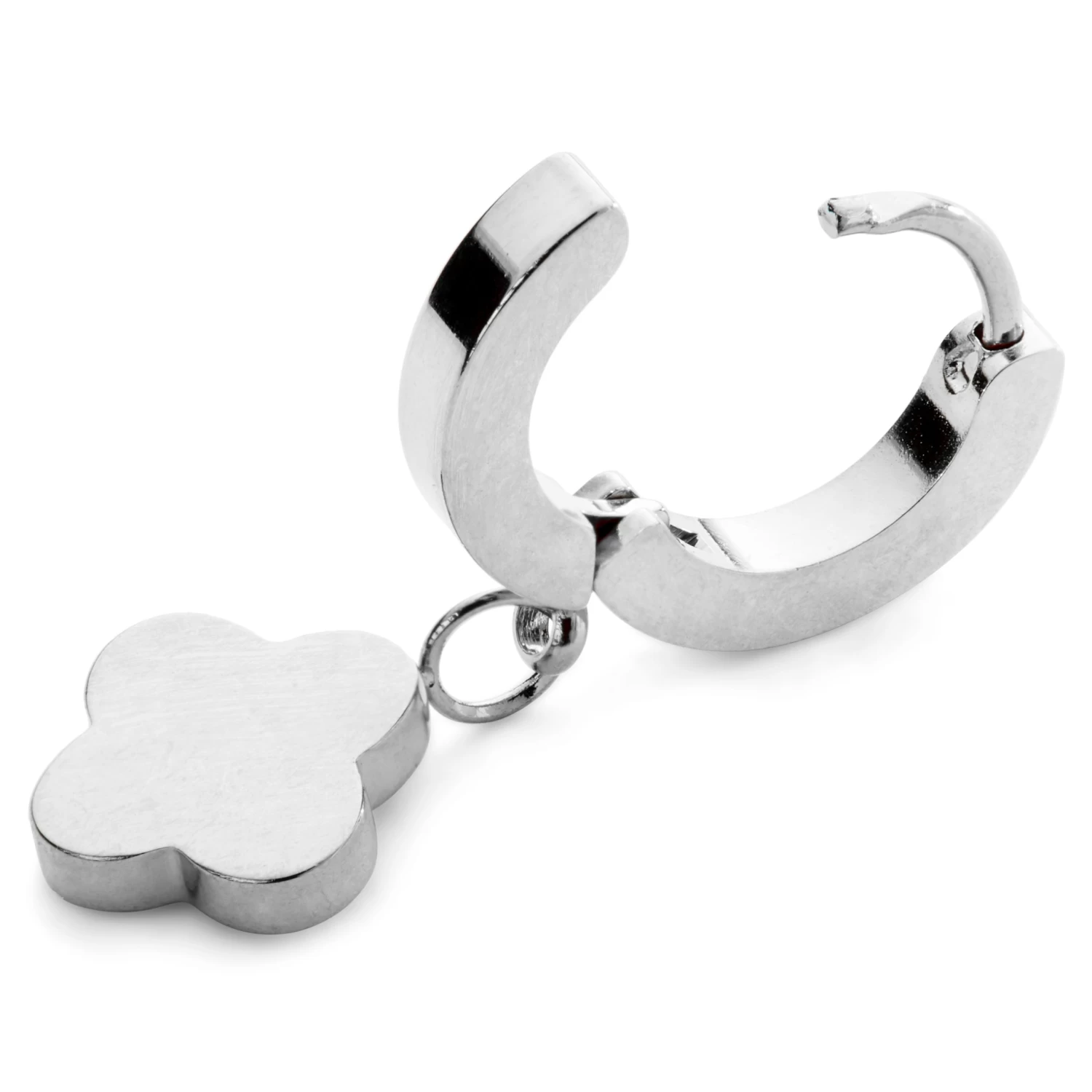 Sentio | Silver-Tone And Black Stainless Steel Cross Hoop Earring - Image 2