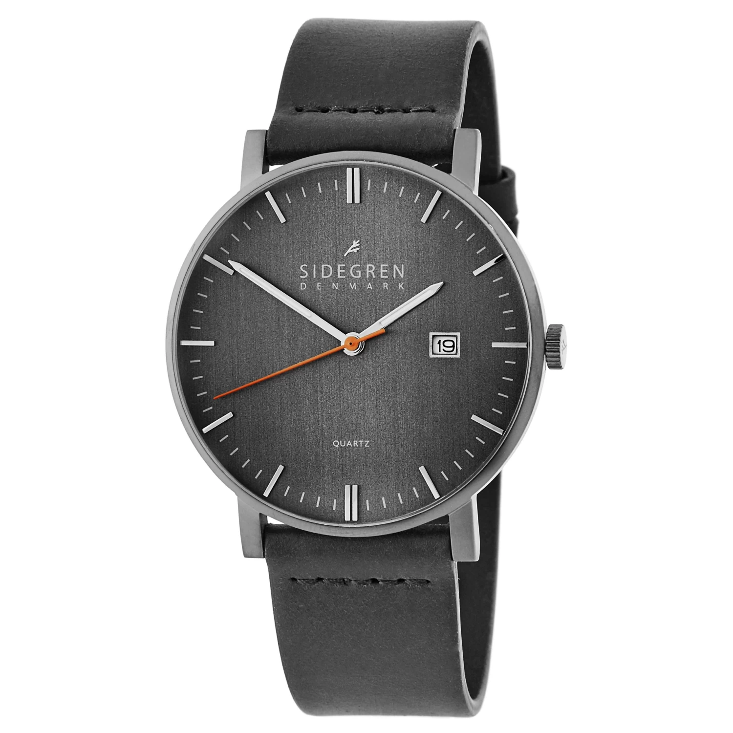 Kevil | Dark Grey Slim Dress Watch With Dark Grey Dial & Black Leather Strap