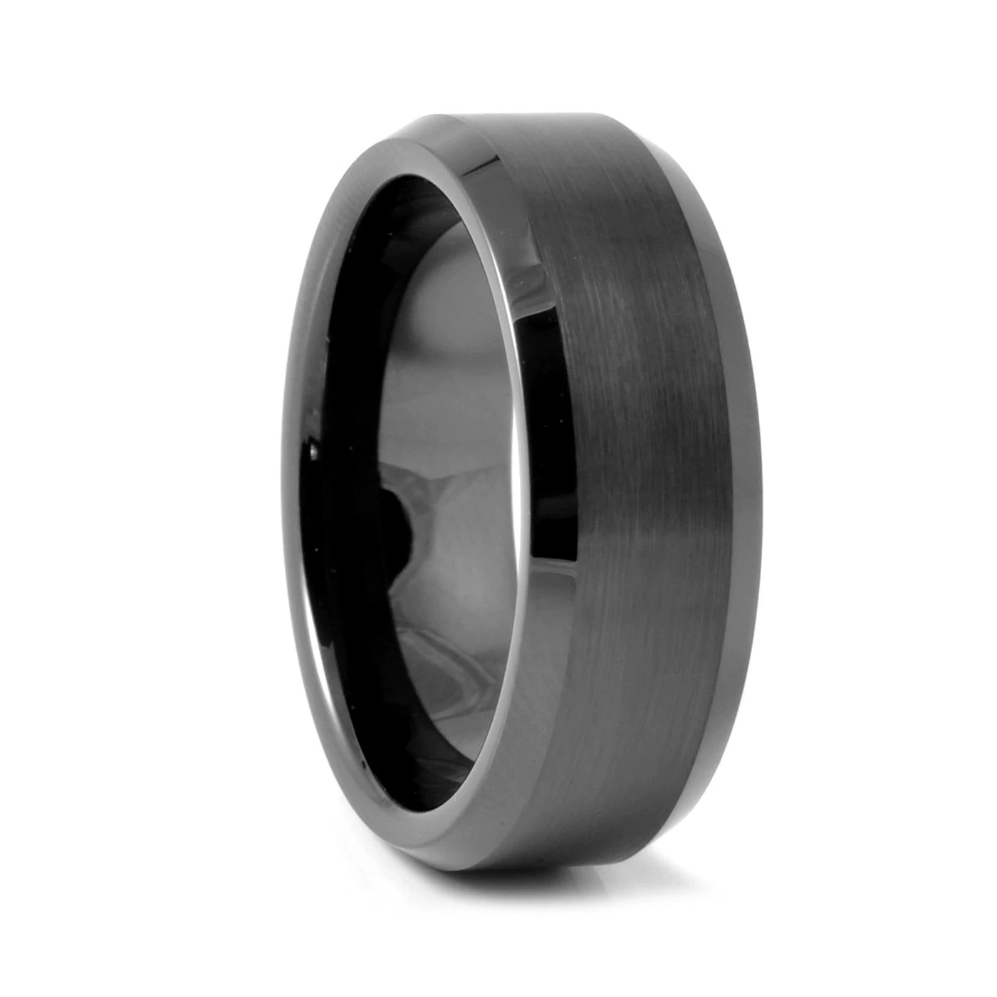 8 Mm Black Ceramic With Polished Edges Ring