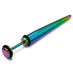 Satago | 1/4" (6 Mm) Rainbow Stainless Steel Faux Taper Earring