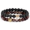 Miro | Black Lava Rock & Brown Agate Bracelet Set