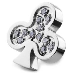 Silver-tone Stainless Steel And Zirconia Clubs Watch Charm