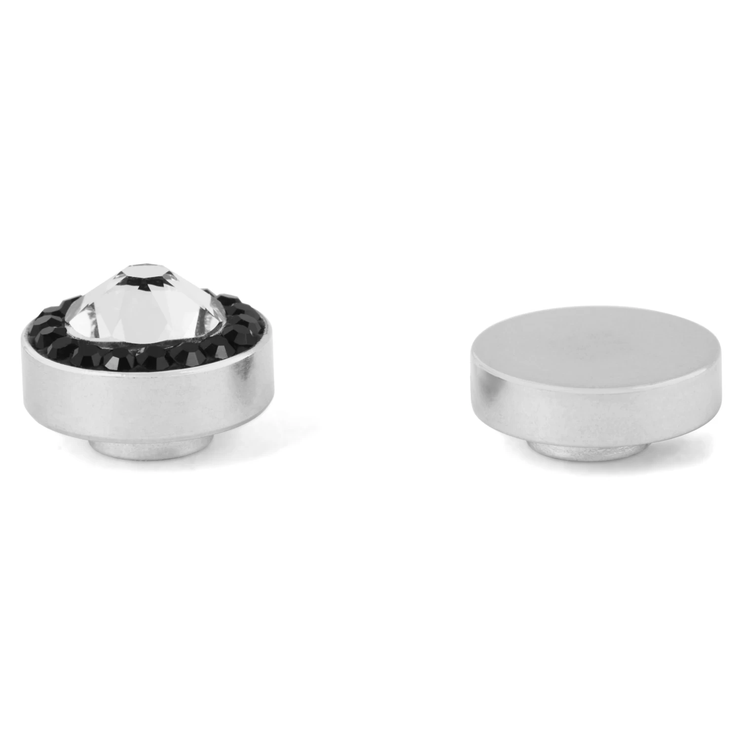 10 Mm Black & Clear Crystal Magnetic Steel Earring - Image 2