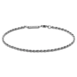 Argentia | 925s | 1/16" (2 Mm) Rhodium-Plated Sterling Silver Rope Chain Bracelet