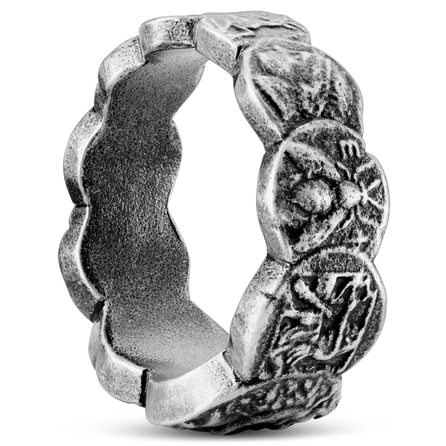 12 Mm Silver-Tone Stainless Steel Coin Ring