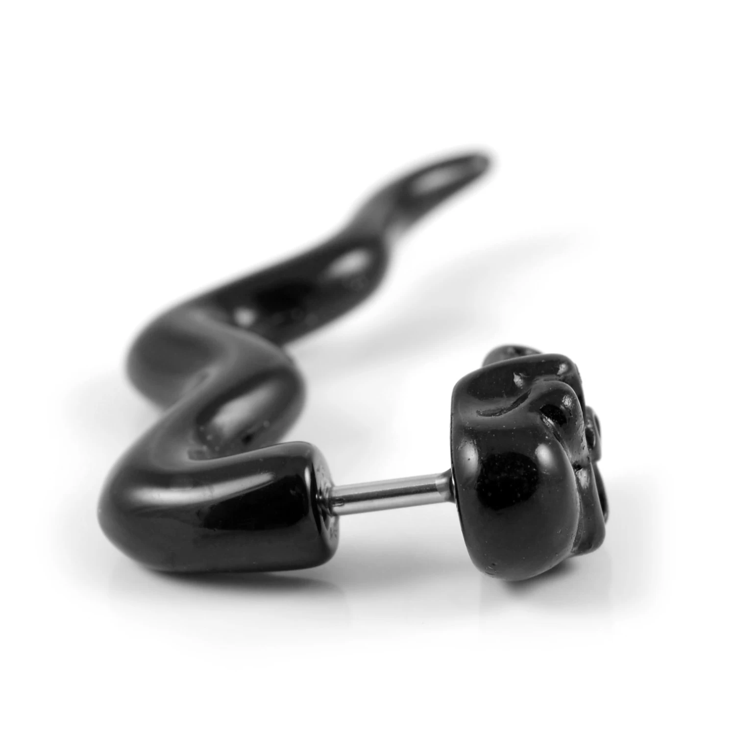 Sentio | Black Skull Faux Taper Earring - Image 2