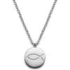 Unity | Silver-tone Stainless Steel Ichthus Circle Necklace