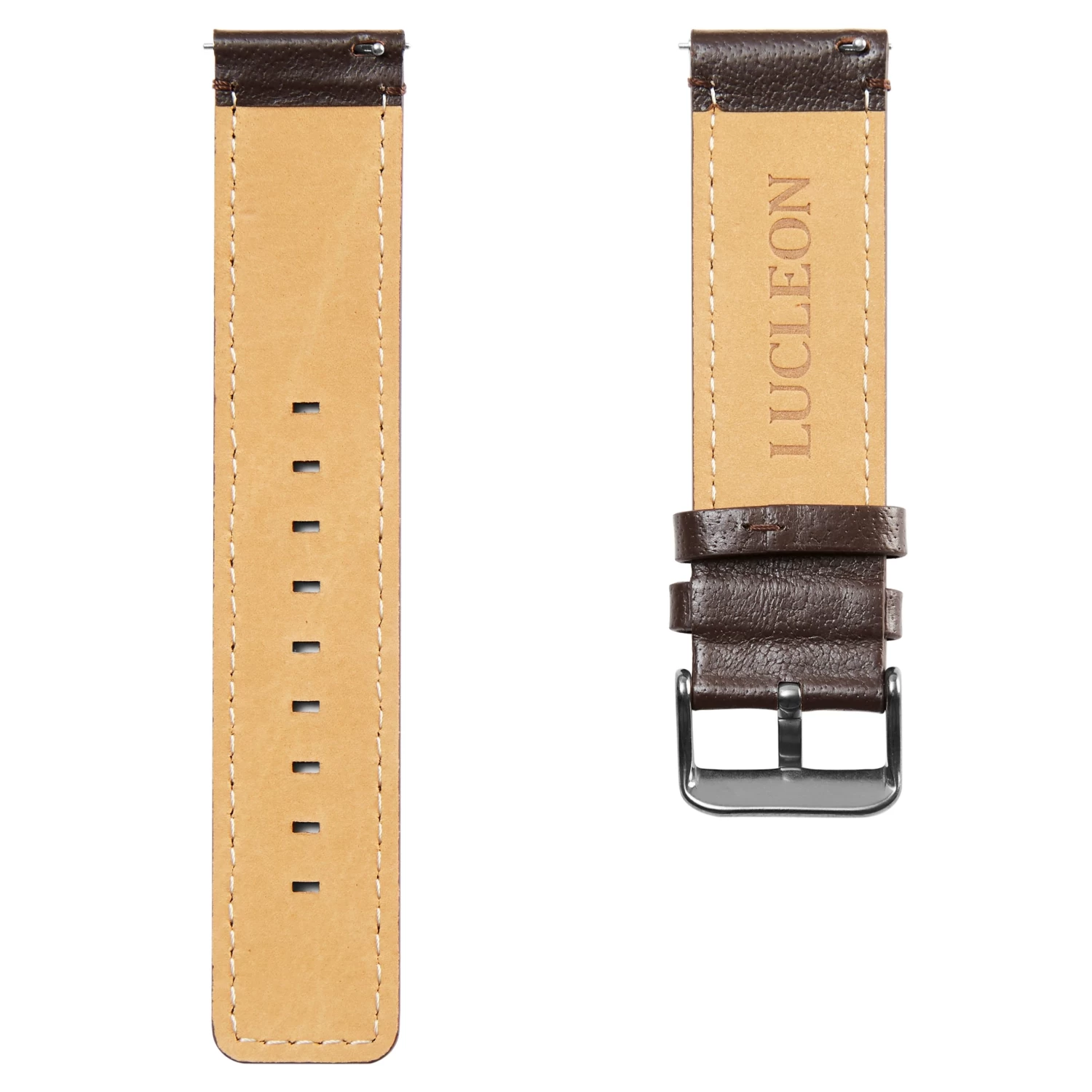 Brown Leather Watch Strap With Gray Buckle - Image 3