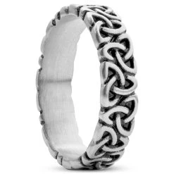 Evan | 5 Mm Silver-Tone Stainless Steel With Trinity Knot Pattern Celtic Ring