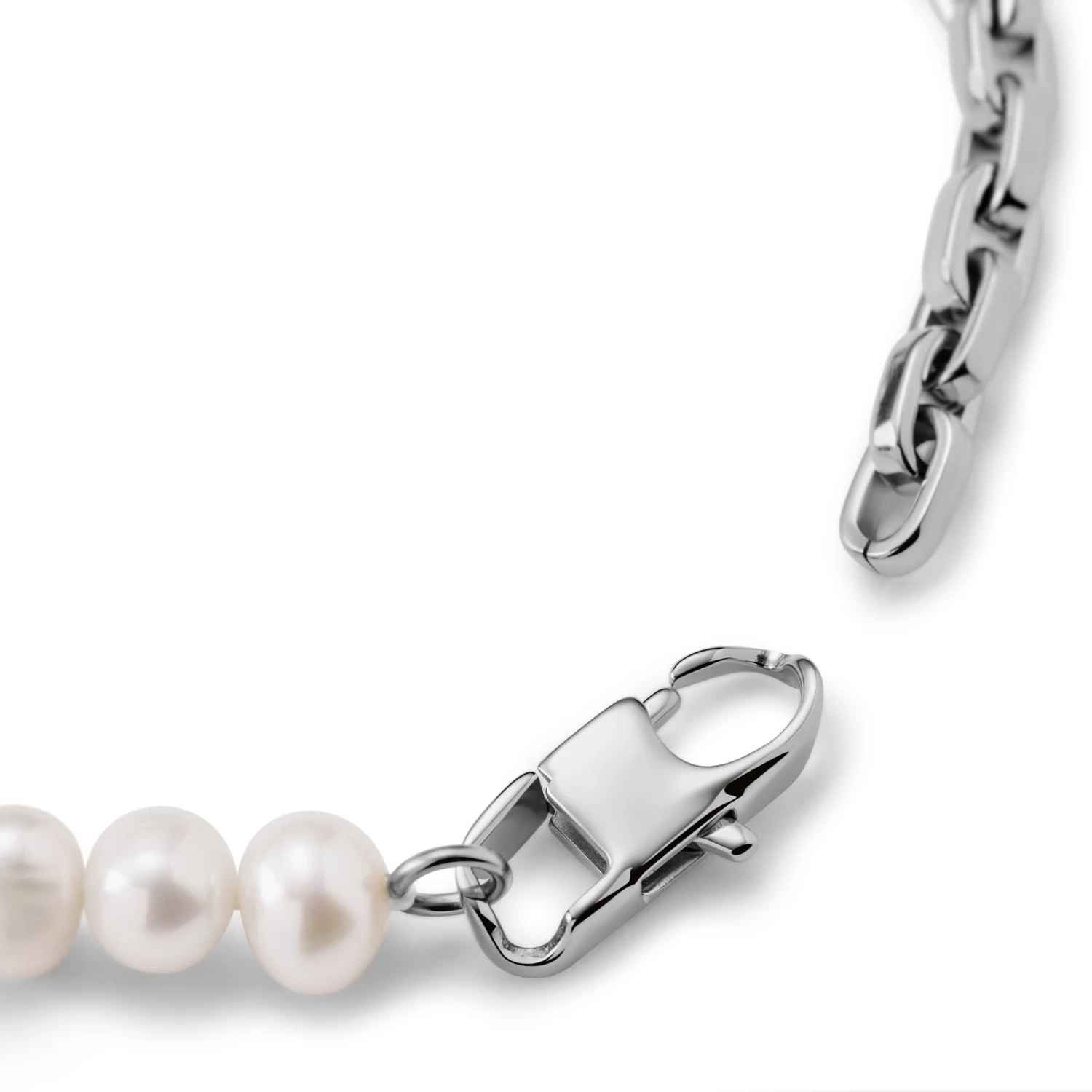 Ocata | Silver-Tone Anchor Chain & Pearl Bracelet - Image 3