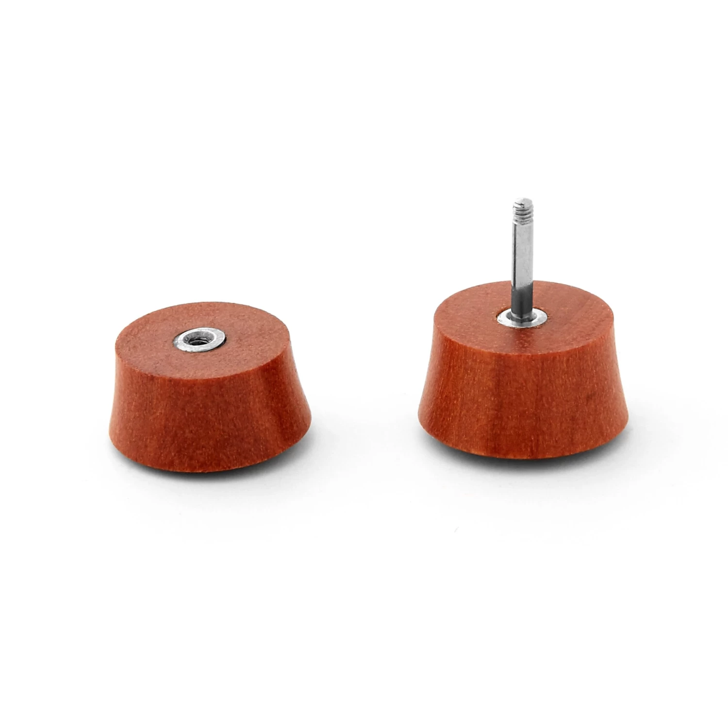 10 Mm Brown Sawo Wood & Zirconia Stud Earring - Image 2