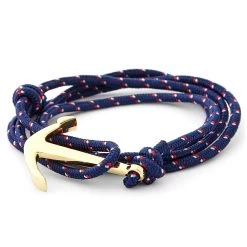 Navy Blue & Gold-Tone Anchor Bracelet