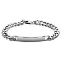 Argentia | 925s | 7 Mm Rhodium-Plated Sterling Silver ID Bracelet