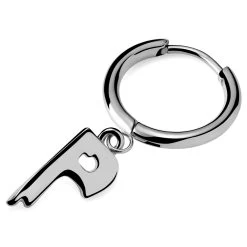 Fahrenheit | Silver-Tone Stainless Steel Melting Initial P Hoop Earring