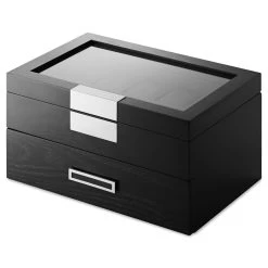20 Slot Black Veneer Watch Display Box