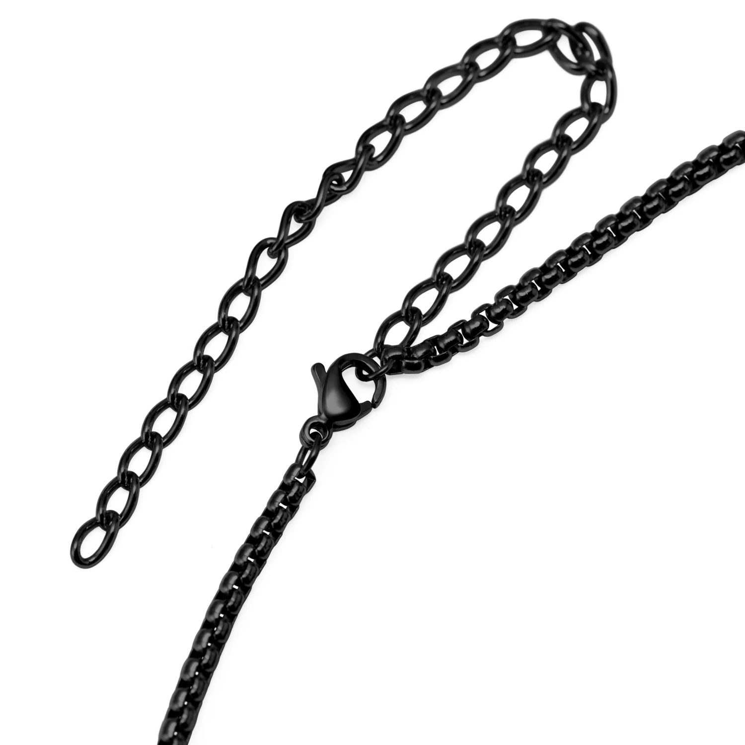 Rico | Black Stainless Steel Rectangular Box Chain Necklace - Image 6