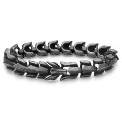 Gunmetal Grey Stainless Steel Dragon Head Bracelet