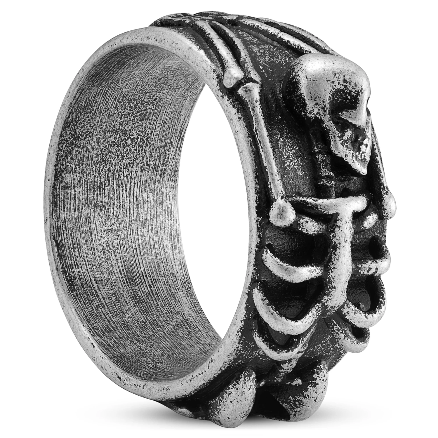 Aspero | 3/8" (10 Mm) Silver-tone Stainless Steel Skeleton Ring