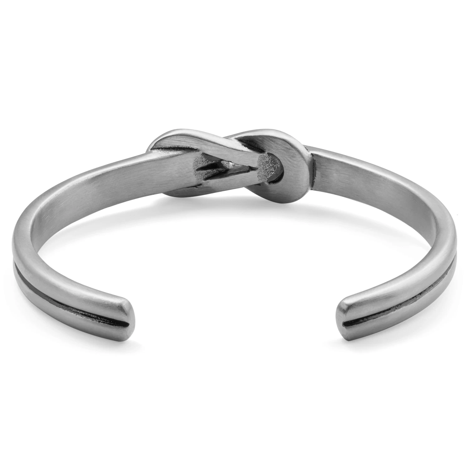 Evan | Silver-Tone Stainless Steel Hercules Knot Cuff Bracelet - Image 3