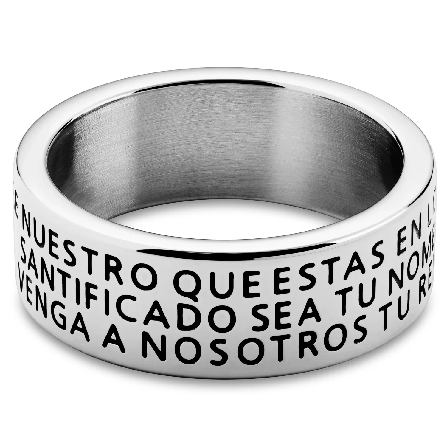 Unity | 1/3" (8 Mm) Silver-tone Stainless Steel Spanish Lord’s Prayer Ring - Image 4