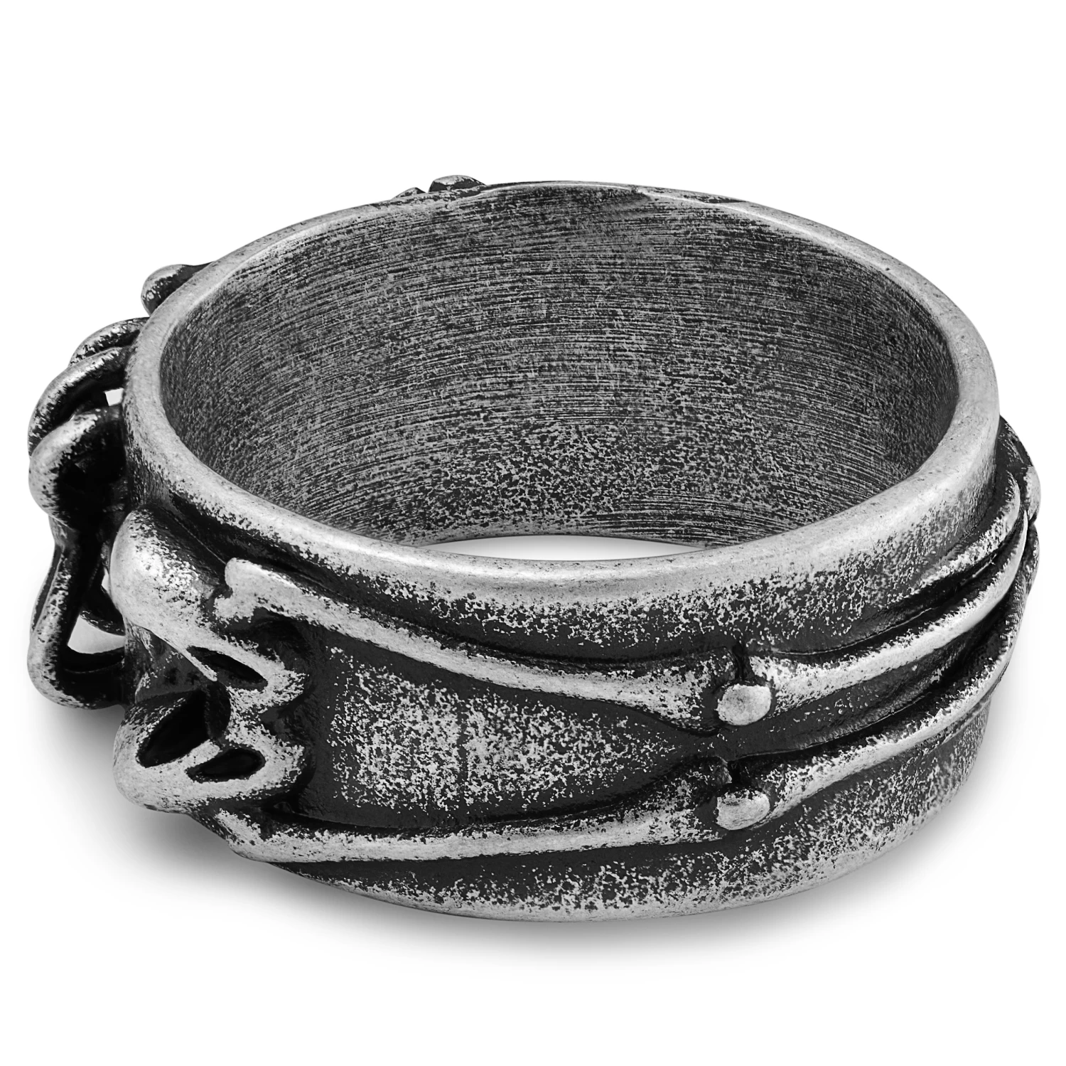 Aspero | 3/8" (10 Mm) Silver-tone Stainless Steel Skeleton Ring - Image 4
