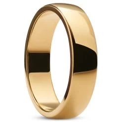 Ferrum | 6 Mm Polished Gold-Tone Stainless Steel D-Shape Ring