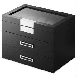 30 Slot Black Veneer Watch Display Box