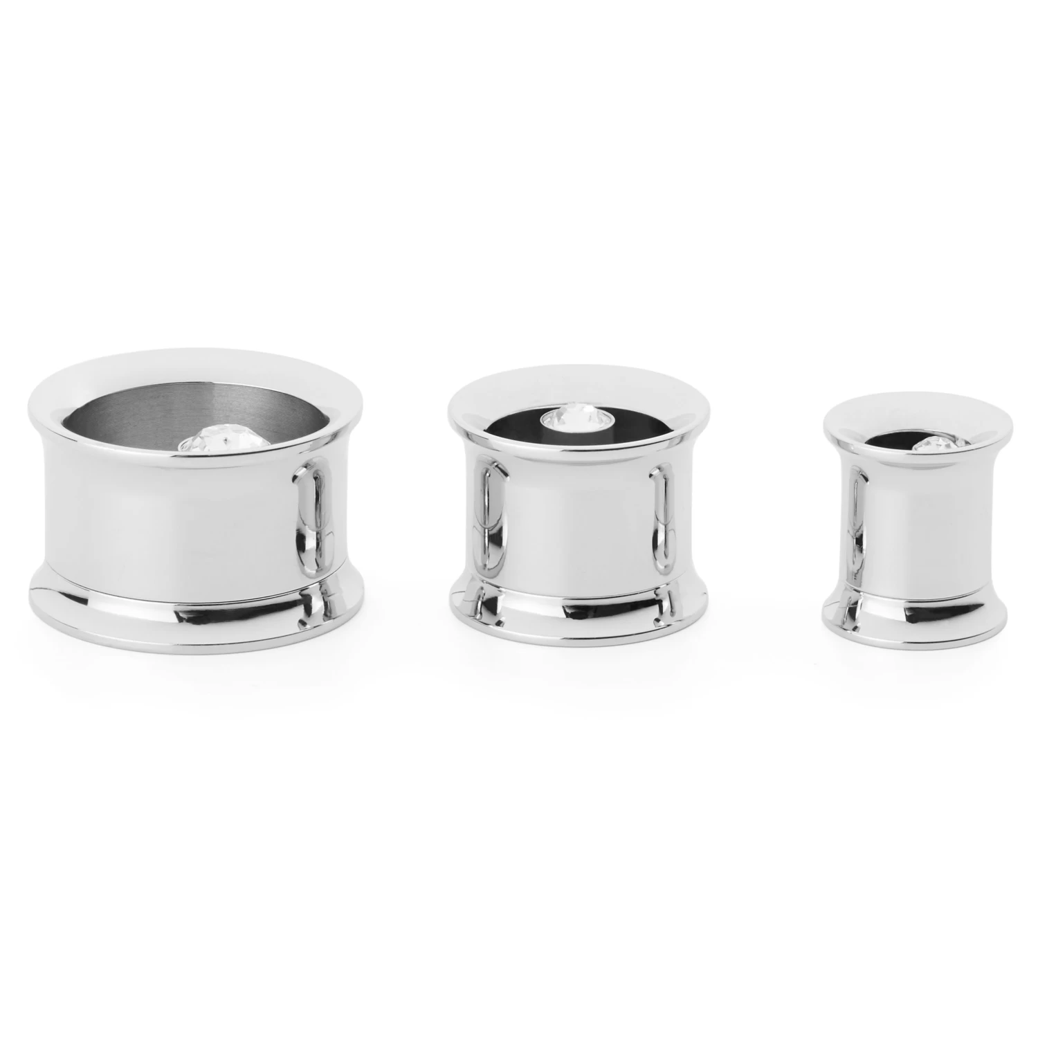Silver-Tone Stainless Steel & Zirconia Screw-Fit Tunnel Earring - Image 2