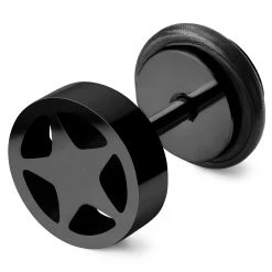 8 Mm Black Stainless Steel Star Stud Earring