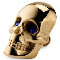 Gold-tone Stainless Steel And Blue Zirconia Skull Watch Charm