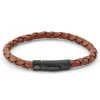 Tan & Black Braided Leather Cord Bracelet