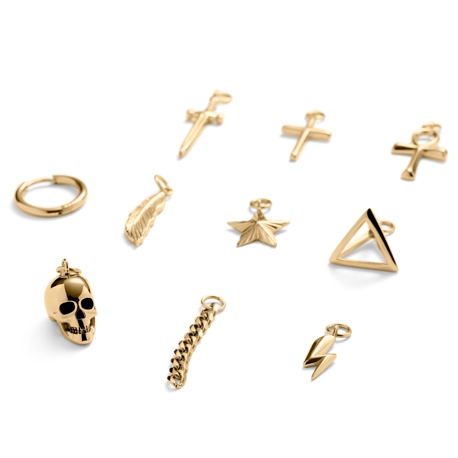 Gold-Tone Hoop Earring With 9 Charms - Image 2