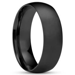 7 Mm Matte Black Stainless Steel Classic Ring
