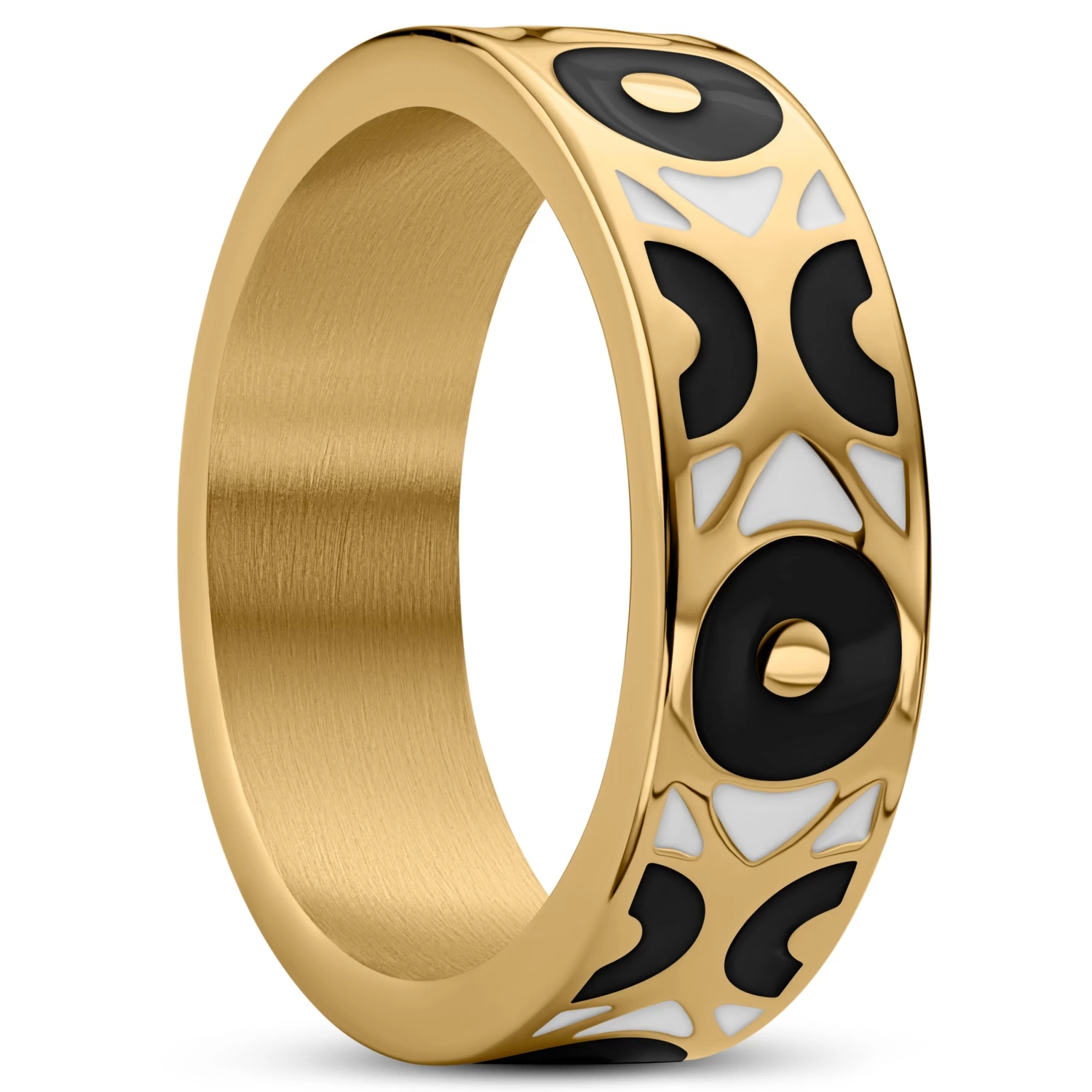 Evil Eye | 1/4" (7 Mm) Gold-tone Black Stainless Steel Ring