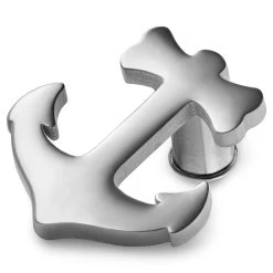 Silver-tone Stainless Steel Anchor Watch Charm